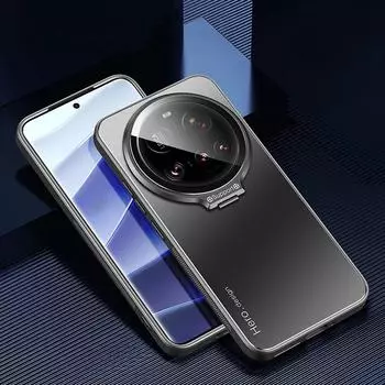 Для Xiaomi 15 Ultra металлический держатель объектива камеры чехол для телефона для Xiaomi Mi 14 15 Pro 15ultra противоударный матовый чехол-подставка Shell for xiaomi 15 ultra чёрный