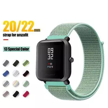 Для Xiaomi Amazfit Bip Gts Gtr ремешок 20/22 мм нейлоновый ремешок Huami Amazfit Pace Stratos Gtr 42 мм ремешок 20Amazfit bip or gts розовый