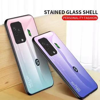 Для Xiaomi Black Shark 3 4 5 Pro 3s 5RS чехол с градиентом Авроры из закаленного стекла с мягкой рамкой задняя крышка чехол для телефона For Black Shark 3 белый