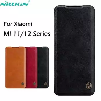 Для Xiaomi Mi 11 11i флип-чехол NILLKIN Qin Series чехол-кошелек из искусственной кожи с подставкой для телефона Mi11 12 12X Lite Pro 4G 5G чехол Mi 11 Pro чёрный