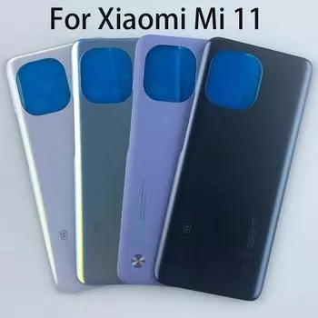 Для Xiaomi Mi 11 5G M2011K2C, M2011K2G задняя стеклянная крышка батарейного отсека, новый корпус задней двери Mi11 Eleven с клеем Purple NO CE