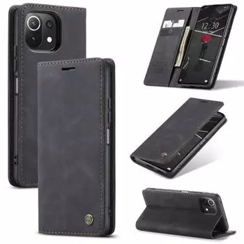 Для Xiaomi Mi 11 Lite CaseMe 013 Многофункциональный кожаный чехол с горизонтальной откидной крышкой, с отделением для карт, держателем и кошельком(черный) For Xiaomi Mi 11 Lite коричневый