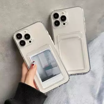 Для Xiaomi Mi 11 Lite Redmi Note 13 12s 12 11s 11 10s 10 9s 9 8 Pro Poco X6 X5 X3 NFC 12C 13C 10C 9T 9C с держателем для карт и зажимом для кошелька Redmi 13 4G прозрачный