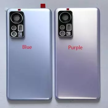 Для Xiaomi Mi 12 MI12 Корпус задней двери аккумулятора сзади + наклейка для Xiaomi 12 Mi 12 Средняя рамка + боковая Blue No Cam Frame