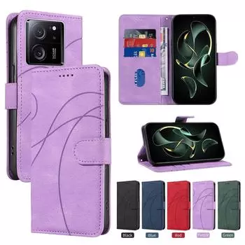 Для Xiaomi Mi 14 Ultra 14pro кожаный чехол-кошелек с изогнутыми линиями и магнитными картами для Xiaomi 13T 12T 11T Pro 13 Lite Ultra с подставкой-кобурой For xiaomi 14 ultra чёрный