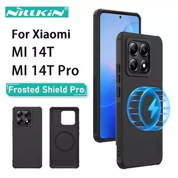 Для Xiaomi MI 14T Pro Чехол для телефона Nillkin Super Frosted Shield Pro Магнитный Жесткий ПК+ТПУ Корпус Противоударный Задний Чехол MI 14T 5G чёрный
