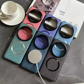 Для Xiaomi Mi 15 Ultra чехол Роскошный PU ткань Магнитный беспроводной зарядный чехол-накладка для Xiaomi Mi 15 14T Pro 14Ultra shell For Mi 15 Ultra чёрный