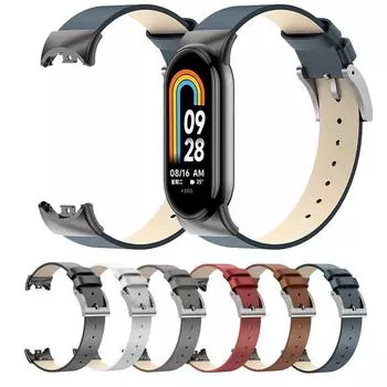 Для Xiaomi Mi Band 8 кожаный ремешок для часов, аксессуары, браслет для Xiaomi Mi Band8, ремешок для часов, браслеты For Xiaomi Mi Band 8 коричневый