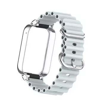 Для Xiaomi Mi Band 8Pro Ocean ремешок силиконовый спортивный браслет ремешки для часов с металлическим защитным чехлом серый