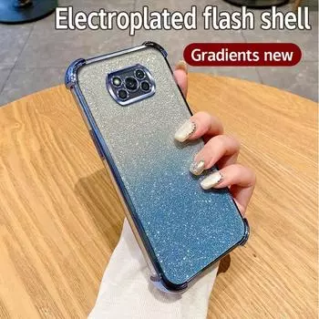 Для Xiaomi Mi Poco X3 Nfc X5 X6 Pro 5G F6 F5pro F4 F3 M6pro 4G блестящий силиконовый мягкий чехол с четырьмя углами противоударный чехол For Poco X3