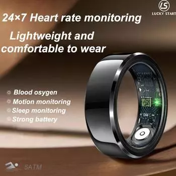 Для Xiaomi Нержавеющая сталь смарт-кольцо фитнес-трекер зарядное устройство пульсометр кислородный монитор легкое смарт-кольцо на палец 8 чёрный