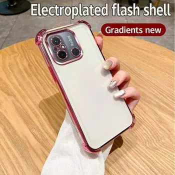 Для Xiaomi Poco C55 чехол POCO C55 чехол Redmi 12C чехол для телефона 22127PC95I бампер противоударный защитный чехол прозрачная гальваническая пластина For Redmi 12C