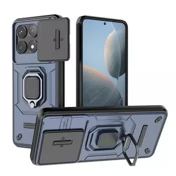 Для Xiaomi Poco F6 F5 X5 X6 Pro Neo Slide Push Window TPU + PC противоударный металлический чехол с магнитной адсорбцией для автомобиля Poco F5 чёрный