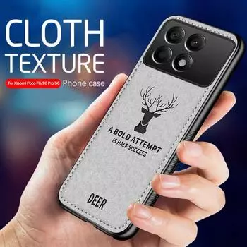 Для Xiaomi Poco F6 Pro 5G чехол с классическим рисунком оленя, ткань, задняя крышка на F 6 F6Pro, мягкая рамка из ТПУ, защита Fundas Pocof6 Pocof6pro For Poco F6 Pro 5G чёрный