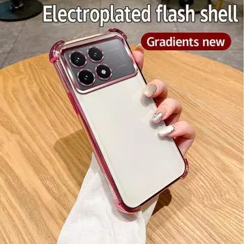Для Xiaomi Poco F6 Pro Чехол Poco F6 Pro Чехол Redmi K70 K70 Pro Чехол для телефона Бампер Противоударный Защитный Чехол Прозрачная гальваническая пластина For Poco F6 Pro