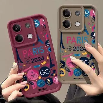 Для Xiaomi Poco F6 X6 X5 13t 11t Pro Redmi Note 13 12 11 Pro противоударный силиконовый чехол с олимпийским узором, мягкий защитный чехол для линз Redmi Note 13 4G чёрный