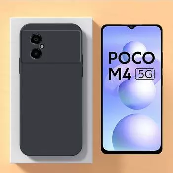 Для Xiaomi Poco M4 5G Чехол Xiaomi Poco M3 M4 Pro 4G 5G Чехол Противоударный жидкий силиконовый TPU Телефон Задняя крышка Xiaomi Poco M4 5G Poco M4 5G чёрный
