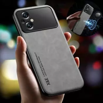 Для Xiaomi Poco M5 m5 5G чехол с текстурой кожи Чехлы для телефонов с магнитной подставкой для Poko Poxo Pocco Little M5 M 5 5G PocoM5 задняя крышка For Poco M5 5G светло-серый