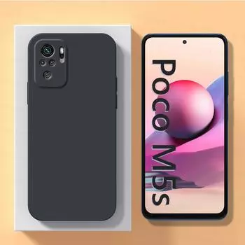 Для Xiaomi Poco M5s Чехол Xiaomi Poco M5s M3 M4 M6 Pro 4G 5G Чехол Ударопрочный жидкий силикон TPU Телефон Задняя крышка Xiaomi Poco M5s Poco M5s чёрный