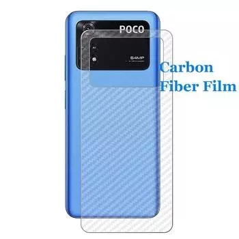 Для Xiaomi Poco M6 M5 M5s M4 M3 Pro Reloaded 5G 3D Прозрачное углеродное волокно Матовая задняя пленка с защитой от отпечатков пальцев, защитная пленка для экрана, наклейка (Не стекло)