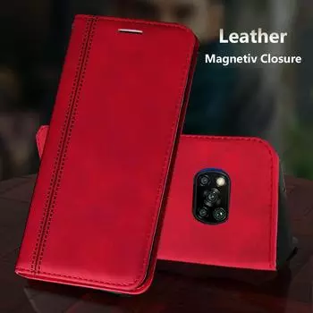 Для Xiaomi Poco X3 NFC чехол Роскошный кожаный флип-кожаный мягкий силиконовый чехол с подставкой для книги Xiaomi Poco X3 X 3 NFC PocoX3 Магнитный кошелек чехол для телефона Fundas Xiaomi POCO X3 NFC красный