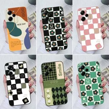 Для Xiaomi Poco X5 Pro X4 F5 M5 M4 M3 M2 Pro чехол для телефона Защитный жидкий силикон Мягкий квадратный чехол из ТПУ с рисунком в клетку для Xiaomi Poco Coque Bumper Xiaomi Poco C3