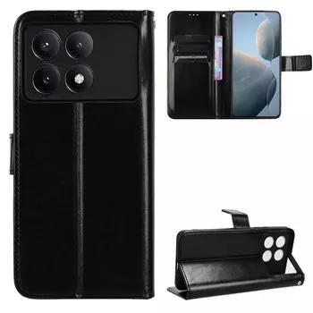 Для Xiaomi Poco X6 PocoX6 Pro чехол-книжка-бумажник из искусственной кожи чехол для телефона For Xiaomi Poco X6 чёрный