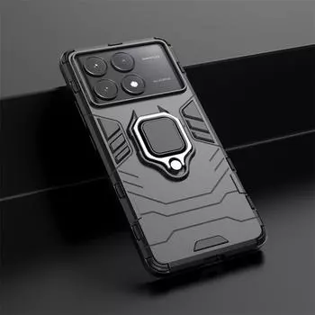 Для Xiaomi Poco X6 PocoX6 Pro чехол противоударный жесткий чехол-подставка для телефона с кольцом задняя крышка For Xiaomi Poco X6 чёрный