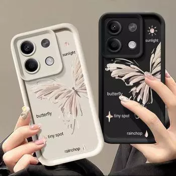 Для Xiaomi Poco F6 X6 X5 13T 11T Pro Redmi Note 12 11 Pro 10 чехол противоударный конфетный цвет силиконовый бабочка матовый мягкий чехол для телефона Redmi Note 13 4G чёрный