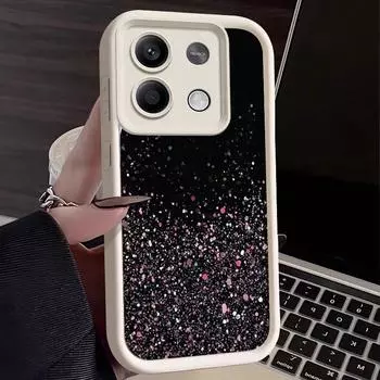 Для Xiaomi Poco X6 X5 13t Redmi Note 12 11 10 Pro противоударный силиконовый мягкий тонкий однотонный чехол для телефона с блестками Redmi Note 13 4G чёрный