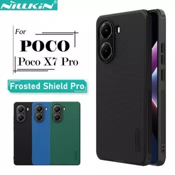 Для Xiaomi Poco X7 Pro Чехол для телефона Nillkin Super Frosted Shield Pro Hard PC+TPU Shell Противоударный чехол для задней панели Poco X7 Pro чёрный