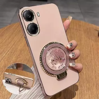 Для Xiaomi POCO X7 Pro X 7 POCOX7Pro Покрытие Силиконовый чехол для Redmi Note 14pro Plus 14C Turbo 4 Ударопрочный Quicksand Подставка Держатель Чехол POCO X7 Pro розовый