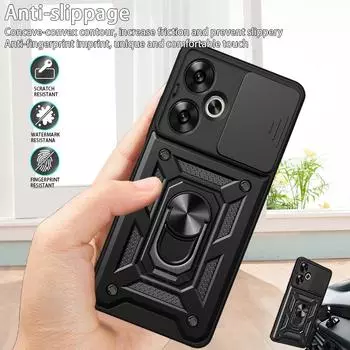 Для Xiaomi Redmi 13C 5G чехол Slide Lens Protective Phone Case для Xiaomi Redmi 13C 13 C Redmi13C Metal Ring Stand Armor Back Cover For Redmi 13C 5G