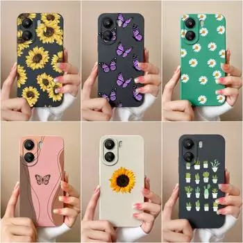 Для Xiaomi Redmi 13C K60 Ultra Note 13 Pro K70 Pro 13R K70E чехол для телефона Daisy Butterfly Защитная пленка для экрана Матовая жидкая силиконовая задняя крышка Бамперы redmi 13C 4G
