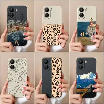 Для Xiaomi Redmi 13C Note 13 Pro + 13R K60 Ultra K70 Pro K70E чехол Модный черно-белый узор матовый жидкий силиконовый защитный чехол-бамперы redmi 13C 4G