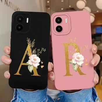 Для Xiaomi Redmi A1+ A2+ Plus 10C 12C 11A 9A 8A Pro задняя крышка матовый противоударный мягкий силиконовый квадратный чехол для телефона с цветочными буквами для бампера Redmi