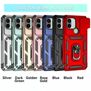 Для Xiaomi Redmi A1/Redmi A1 +/Xiaomi Poco C50 Бронированный чехол для телефона Защита объектива камеры с металлическим кольцом-подставкой противоударный чехол Redmi A1+ розового золота