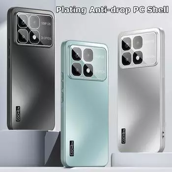 Для Xiaomi Redmi K70 K60 Pro Ultra Dazzle Plating PC Shell Camera Full Cover с пленкой для объектива Super Anti Drop Silica gel Edge Anti-slip Case Protector K60/K60 Pro чёрный