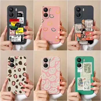 Для Xiaomi Redmi K70 Pro K70E 13C Note 13 Pro + 13R K60 Ultra чехол для телефона модные этикетки матовый жидкий мягкий силикон противоударный для бамперов Redmi redmi 13C 4G