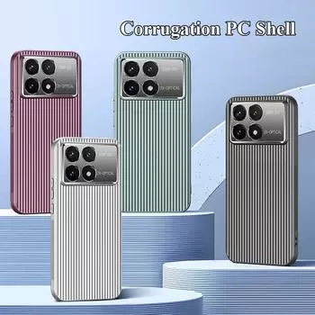 Для Xiaomi Redmi K70 Pro Ultra Metal Lens All Inclusive Protector Straight Edge Corrugation Non-Slip Противоударный чехол для ПК Задняя крышка Shell K70/K70 Pro чёрный