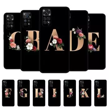 Для Xiaomi Redmi Note 11 Pro Plus 5G 11S 4G 5G Global Case Note11 pro + задняя крышка телефона Черный чехол из ТПУ Забавное имя с буквой на заказ Redmi Note 11 4G