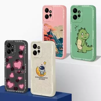 Для Xiaomi Redmi Note 12 4G 5G чехол для телефона Модный дизайн Противоударная квадратная сумка для телефона Матовая мягкая жидкая силиконовая защитная пленка для экрана Корпус Бампер Redmi Note 12 4G