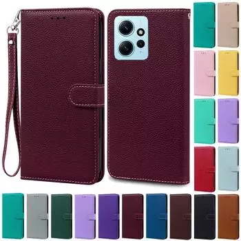 Для Xiaomi Redmi Note 12 4G чехол Note12 5G кошелек кожаный раскладной чехол для телефона для Xiomi Redmi Note 12 4G задняя крышка Fundas Coque for Redmi Note 12 4G темно-красного