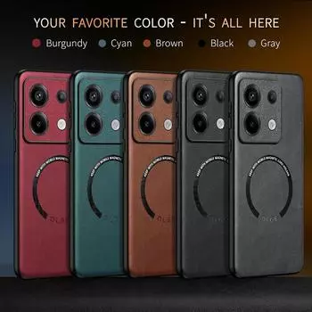 Для Xiaomi Redmi Note 12 Turbo 13 Pro + Plus чехол для беспроводной зарядки Magsafe ударопрочный кожаный магнитный чехол для телефона Fundas Redmi Note13 4G чёрный
