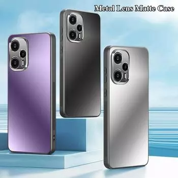 Для Xiaomi Redmi Note 12 Turbo Metal lens все включено протектор Straight Edge Back Plateing PC Matte Frosted Anti Fingerprint Cover Shell Note 12 Turbo серебряный