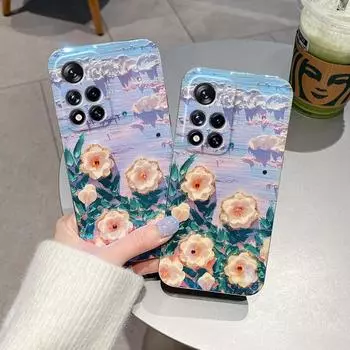 Для Xiaomi Redmi Note 12s Note 10 Pro 11 Pro 12 Pro + 4 5G чехол Мягкий силиконовый чехол на заднюю панель с рисунком маслом, цветами, чехол для телефона For Redmi Note 10 5G чёрный