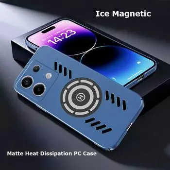 Для Xiaomi Redmi Note 13 12 Turbo Pro Plus Rock Sand Ice Магнитный теплоотводящий матовый чехол для ПК с защитой от отпечатков пальцев дышащий охлаждающий чехол Shell Note 12 Pro Plus чёрный