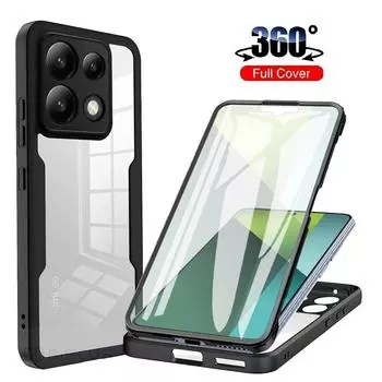 Для Xiaomi Redmi Note 13 12S 12 Pro Plus Pro + 12C 13C A1 A2 POCO C65 X5 F5 M6 Pro 5G 4G чехол двухсторонняя противоударная защита Redmi Note 13 4G чёрный