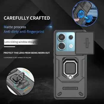 Для Xiaomi Redmi Note 13 5G чехол слайдер объектив камеры защитное кольцо подставка телефон задняя крышка для Redmi Note13 5G магнитная защита Funda For Redmi Note 13 5G чёрный