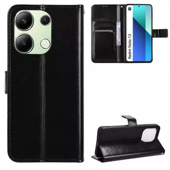 Для Xiaomi Redmi Note 13 Note13 Pro + 5G чехол-книжка из искусственной кожи-бумажника чехол для телефона For Redmi Note 13 5G чёрный